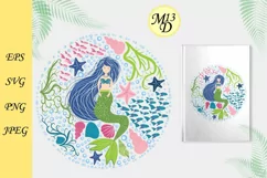 A mermaid with a shock of turquoise hair. Hand drawn Product Image 1