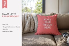 Cozy Neutral Pillow Mockup on Sofa Product Image 1
