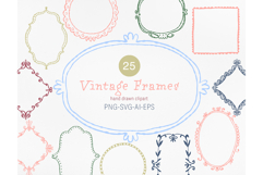 Hand-Drawn Vintage Frames Clipart | 25 PNG SVG EPS Product Image 1