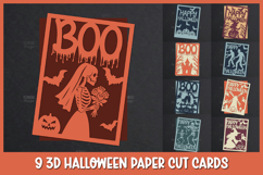9 3D Halloween Greeting Card, Halloween SVG, Paper cut SVG Product Image 1