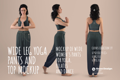 6 Wide Leg Pants Mockups and Top for Yoga and Pilates. vol03 Product Image 1