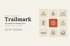 Trailmark 30 Minimal Outdoor & Camping Line Icons SVG Product Image 1