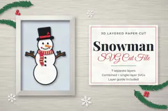 3D Layered Snowman SVG Christmas Paper Cut File Product Image 1