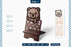 Cute Winter Animal Phone Holder SVG | Cozy Desk Stand Product Image 1