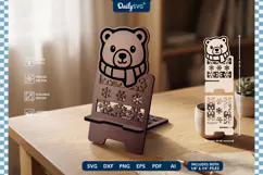 Cute Winter Animal Phone Holder SVG | Cozy Desk Stand Product Image 3