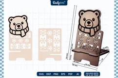 Cute Winter Animal Phone Holder SVG | Cozy Desk Stand Product Image 2