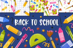 Watercolor Back to School Clipart &amp; Seamless Patterns Product Image 1