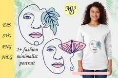 Abstract Female Face Flower Line Art, SVG, PNG, EPS Product Image 1