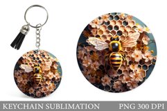 Bee Keychain Sublimation. 3D Bee Keychain Sublima Product Image 1