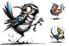 Whimsical Funny Bird Clipart PNG Product Image 1