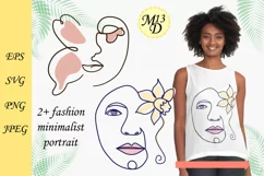 Abstract Female Face Flower Line Art, SVG, PNG, EPS Product Image 1