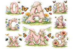 Whimsical Floral Alphabet Clipart Bundle Product Image 1