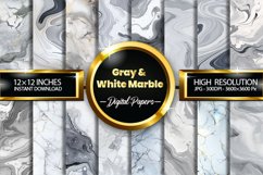Gray and White Marble Digital Papers, Marble Pattern Product Image 1