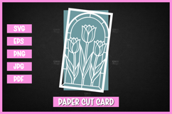 Flowers Stained Glass Style Card SVG | Paper Cut Floral Product Image 1