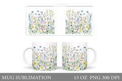 Flowers Mug Wrap Design. Wildflowers Mug Sublimation Product Image 1