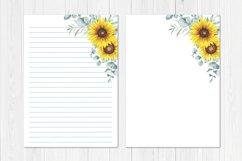 Watercolor Sunflower Stationary Template Product Image 1