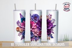 3d Flower Sublimation bundle Tumbler Wrap 20 oz Violet Product Image 2