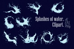 Collection of diverse liquid splashes with active splashes. Product Image 1