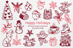 Christmas Holiday Hand-Drawn Clipart Set Product Image 1