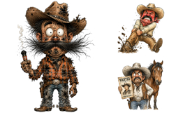 Funny Cowboy Clipart Bundle, Western Character PNG Product Image 2