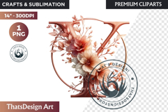 Floral Alphabet wedding Clipart Rose Gold flower letter Product Image 1