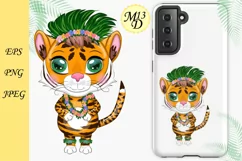 Cute cartoon tiger with beautiful eyes, Year of Tiger 2022 Product Image 1