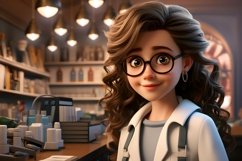 3D Character Child Girl Doctor with relevant environment Product Image 1