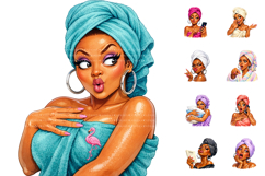 Sassy Black Girl Shower Clipart Bundle Product Image 1