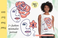 Abstract Female Face Flower Line Art, SVG, PNG, EPS Product Image 1