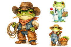 Cute Watercolor Frog Clipart Bundle Pack Product Image 1