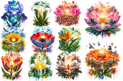 Watercolor Double Exposure Floral Landsc Product Image 1
