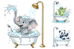 Cute Baby Animal Bathtub Clipart Bundle Product Image 1