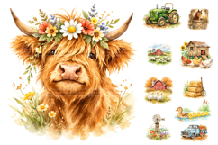 Watercolor Farm Animals Clipart Bundle Product Image 1