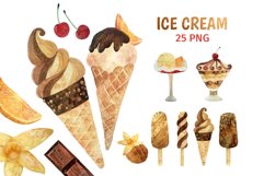 Ice cream PNG, Watercolor clipart Product Image 1