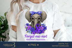 Forget Me Not Alzheimer’s Awareness PNG ,Purple Ribbon PNG Product Image 1
