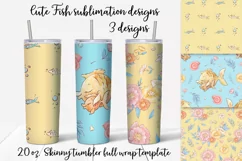Cute Fish sublimation design. Skinny tumbler wrap design. Product Image 1