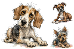 Scruffy Dog Watercolor Clipart, Funny Pet PNG Bundle Product Image 2