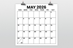 2026 Square 12 x 12 Inch Large Number Calendar Template Product Image 2