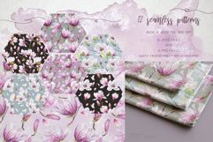 Magnolia in bloom watercolor clipart set Product Image 2