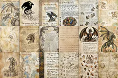 Mystic Dragon Vintage Digital Paper | Journal JPG Product Image 3
