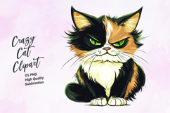 Crazy cat watercolor clipart PNG Product Image 1