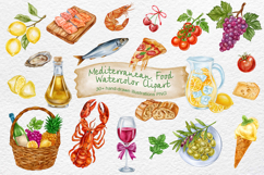 Mediterranean Food Watercolor Clipart Product Image 1