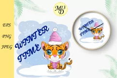 Cute cartoon tiger with beautiful eyes, Year of Tiger 2022 Product Image 1