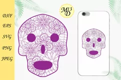 2 Mexican sugar skull with flowers for Day of the Dead skull Product Image 1