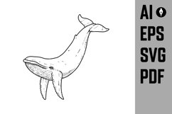 Illustration of whale in engraving style. Design element Product Image 1