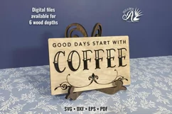Flourish Easel Art Stand and Coffee Sign SVG laser cut files Product Image 1