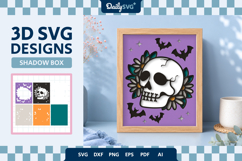 Halloween Skull Shadow Box 3D SVG Product Image 1