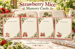 Printable Whimsical Strawberry Mouse Memory Journaling Cards Product Image 1