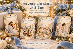 Heavenly Christmas Gift Tags Printable Product Image 1