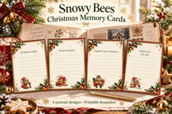 Christmas Memory Cards, Snowy Bee Journaling Printables Product Image 1